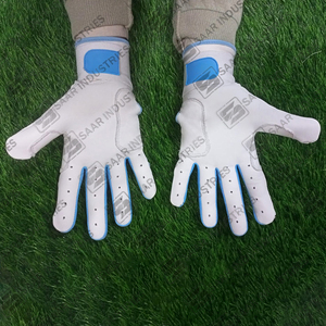 Gants de baseball en cuir bleu et blanc sur mesure professionnels manchette longue avec caractéristique réglable nouvelle conception gants de frappe - Product Image 4