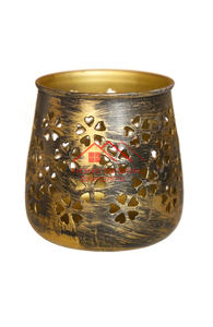 Set of 2 Golden Finished Metal <b>Candle</b> <b>Votive</b> With Metal Tray at Low Price Home Living Room Decor Lightning - Product Image 4