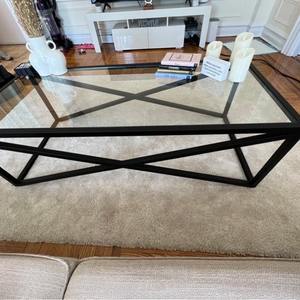Best Quality Modern Eco-Friendly Black Coffee Table with Glass for Hotel Home <b>Furniture</b> Low Price Manufacturer Indian Factory - Product Image 5
