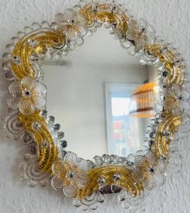 กระจกแก้วมูราโน่สไตล์เวนิสโบราณ สีทอง - Product Image 1