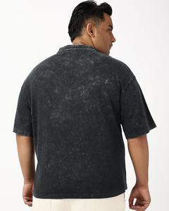 เสื้อยืดแขนสั้นสไตล์เรโทรฟอกหิน ไซส์ใหญ่ ปักลายแบบทำเก่า เสื้อยืดวินเทจฟอกสี เสื้อยืดผู้ชายไซส์โอเวอร์ไซส์ - Product Image 3