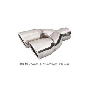 Terminal redondo de 63 mm, doblemente inclinado, desplazado, de acero inoxidable - Product Image 1