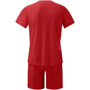 Nueva Llegada Hombre Ropa Deportiva Gimnasio Casual Camisa Sólida Hombres Pantalones Cortos 2 Piezas Traje Venta al por mayor logo Bordado Hombres Camiseta Conjunto - Product Image 1