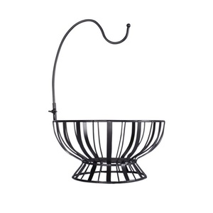 Cesta de contenedor de almacenamiento de frutas de metal con acabado negro de forma personalizada de diseño lujoso cesta sostenible - Product Image 4