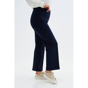 Pantalon Oxford décontracté - Bleu marine respirant avec côtés élastiqués, taille haute et basse - Product Image 3