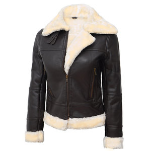 Veste en cuir ajustée doublée en peau de mouton personnalisée pour femmes veste en cuir d'agneau véritable avec poches zippées - Product Image 1