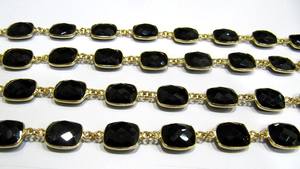 Natural <b>Black</b> Spinel 11x13mm Cushion Briolette Faceted Rectangle Bezel Connector Square Chain High Jewelry Making Made Brass - Product Image 2
