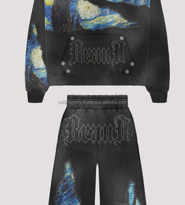 ชุดกีฬาผ้าขนแกะแบบบางสำหรับผู้ชายระบายอากาศได้ดีชุดวอร์มมีฮู้ดสีพื้นกางเกงวอร์มมีฮู้ดไซส์ใหญ่พิเศษ - Product Image 4