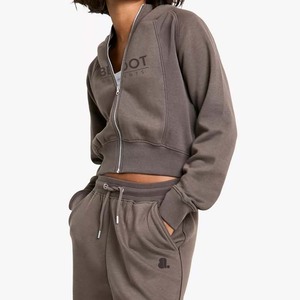 Logo Vintage Acid Wash Retailer 2 en 1 Sweat à capuche zippé d'hiver lourd pour femme 100% coton - Product Image 3