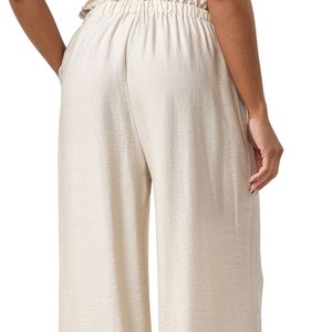 Pantalones Anchos de Mujer Color Marfil con Cordón, Pantalones Casuales de Moda con Cordón, Corte Holgado, Ligeros, para Uso Diario - Product Image 6