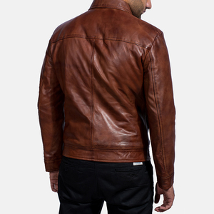 High Quality Men's Cow Hide Leather <b>Bomber</b> <b>Jacket</b> Spring Formal Front Logo Windproof Outerwear - Product Image 5