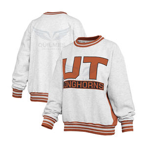 2025 Sweat-shirt à col rond Endzone pour femmes Longhorns de l'Université du Texas à forte demande-Gris chiné/Orange Texas - Product Image 1