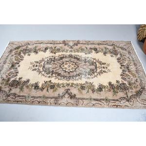 Vintage Turkish Area Rug 3.9x7.2 ft, <b>Brown</b> Green Plants & trees Rug - Product Image 4