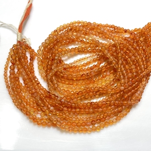 Perles rondes lisses en cornaline 3-3.5MM Pierres précieuses naturelles de haute qualité en perles unies de couleur orange - Product Image 3