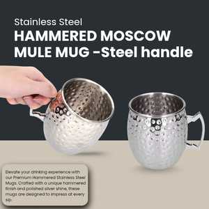 Meilleure vente 18oz Moscow Mule Tasse en acier inoxydable Tasses martelées avec poignées en acier pour boissons froides Bière Vin Cocktail Bars Party - Product Image 2