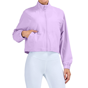 Chaqueta Deportiva Transpirable con Cremallera Completa para Mujer, Manga Larga, Ajustada, para Correr, Deporte, Top Corto, Ropa Deportiva, Yoga, Gimnasio - Product Image 1