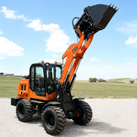 Mini-Frontlader 4x4 Anbaugerät Kompakter Holzlader Unterirdischer Ersatz-Joystick Betonmischer Waage Bremse Kubota-Motor Lader