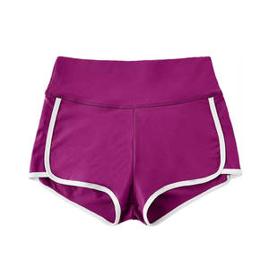 Pantalones cortos para correr elásticos de cintura alta para mujer con ribete de contraste, transpirables, de secado rápido, para gimnasio y ropa deportiva - Product Image 1