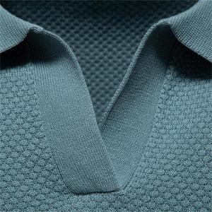 Pull décontracté d'été pour hommes pour polos Tissu tricoté respirant Logo Vêtements de travail coupe régulière Uniformes Groupe uni - Product Image 2