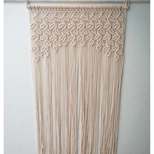 ผ้าม่านผ้าฝ้ายลายใบไม้สไตล์โบฮีเมียนสวยงาม ผ้าม่านแขวนผนังแบบมาคราเม่ - Product Image 3