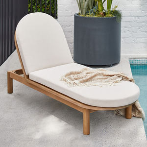 Tumbona profesional para manicura de madera de teca maciza para exteriores, tela de cojín de diseño moderno de Color Natural para uso en muebles de exterior - Product Image 2