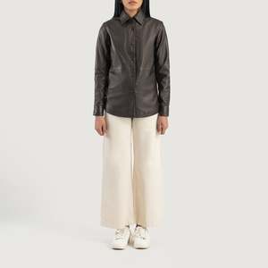Zenith Brown Leather Autumn Shirt <b>Jacket</b> - Product Image 3