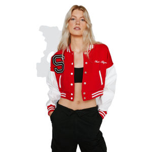Haute qualité femmes Crop Varsity veste respirant laine corps Chenille broderie personnalisé Letterman conception produit fini - Product Image 4