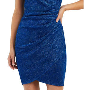 Abito Bodycon Blu BCX Junior con Glitter, Effetto Copricostume, Collo Asimmetrico e Perline, Vita Naturale, Taglia S, Ideale per Feste in Discoteca - Product Image 3