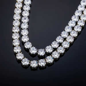 Cadena de tenis de moissanita incolora de corte redondo de oro blanco de 14 quilates Premium Colección vintage de joyería fina - Product Image 2