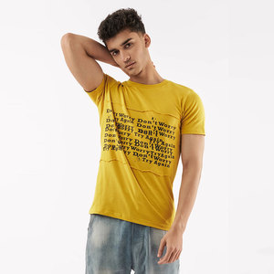 Camiseta de hombre de alta calidad superventas Top Trending algodón amarillo con patrón de estampado para adultos - Product Image 5
