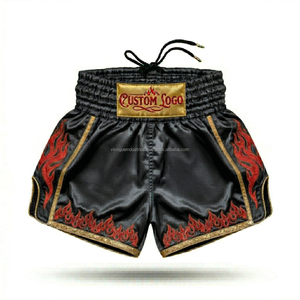 Shorts de Muay Thai brodés de luxe, haute qualité, 100% polyester satiné, pantalons de kickboxing, vente en gros, logo personnalisé, livraison rapide - Product Image 6