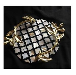 Nouveau plateau en bois de nacre au meilleur design avec poignées métalliques, certifié EPCH, pour hôtels et restaurants, artisanat décoratif indien - Product Image 1