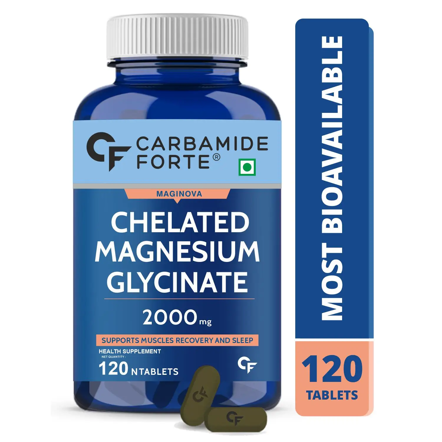 La tablette de supplément de Glycinate de magnésium chélaté de 2000mg favorise une meilleure aide au sommeil, la santé et la récupération musculaire