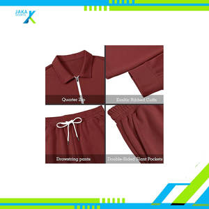 Survêtement athlétique pour hommes 2 pièces survêtement quart fermeture éclair à manches longues pull haut avec pantalon de survêtement tenue de sport décontractée - Product Image 3