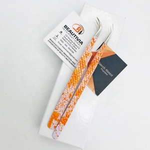 Pince à cils en acier inoxydable enduite de couleur personnalisée bicolore pince à cils à forte adhérence avec marque privée - Product Image 6