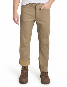High Quality Vintage Fleece <b>Lined</b> 100% Cotton Mid Waist Plain Dyed Men's Regular Fit Winter <b>Pants</b> | Soft Warm Insulated Canvas - Product Image 1