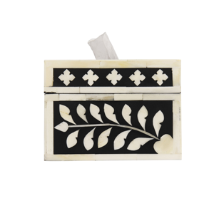 Servilletero de Cuero Moderno para Decoración del Hogar, Caja de Pañuelos de Cocina de Lujo con Incrustaciones de Hueso y Diseño Floral para Hogar y Hotel - Product Image 3