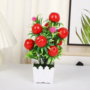 9-Head Large Fruit Bonsai Fence Artificial Potted Fruit <b>Ornaments</b> Plastic Tree Decorative <b>Plants</b> in Small Plastic Pot - Product Image 6