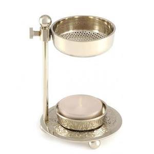 Quemador de Incienso de Latón con Acabado Plateado y Perilla de Madera Ajustable, Porta Fragancias para Decoración del Hogar y Uso Aromático - Product Image 3