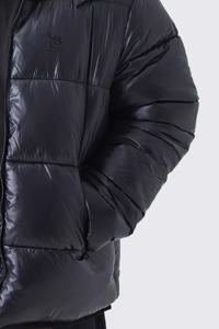 Chaqueta Acolchada con Capucha Personalizada de Alta Calidad, Talla Grande, Color Negro, Resistente al Viento, Abrigada para Invierno, con Bolsillos, para Hombre - Product Image 6