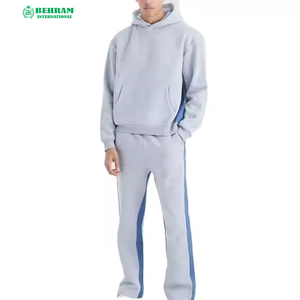 Ensemble de survêtement décontracté pour homme, beige, à capuche, manches longues, couleur unie, coupe ample, 2 pièces (sweat-shirt et pantalon) avec cordon de serrage - Product Image 6