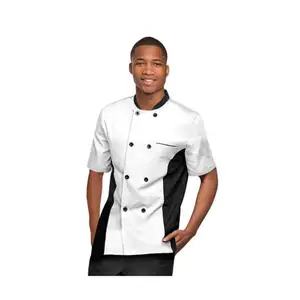 Uniforme de Chef professionnel pour hommes et femmes, veste de Chef ventilée en maille latérale, à manches courtes, manteau de Restaurant d'hôtel et de boutique