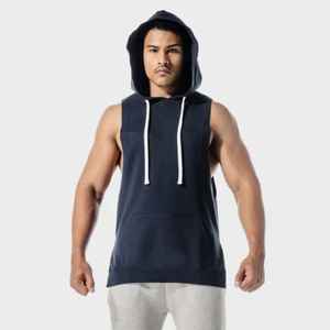 Gilet à capuche polaire oversize pour homme, design uni, impression sérigraphique en relief, poche respirante, 400g - Product Image 1