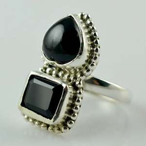 925 Sterling Silver <b>Boho</b> July Birthstone <b>Ring</b> Handmade with Black Onyx Inlay Perfect Gift for Her Birthday or Anniversary - Product Image 2