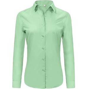 เสื้อเชิ้ตเดรสแขนยาวลายสก็อตผ้าฝ้าย 100% สำหรับผู้หญิง สไตล์วินเทจ ปักลาย เหมาะสำหรับใส่ทำงาน ใส่ลำลอง ใส่ในโอกาสทางการ - Product Image 1