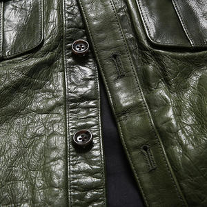 Personnaliser charbon de moutarde véritable peau de mouton col de chemise classique tenue de camionneur décontracté lisse léger robuste rebelle vintage - Product Image 2