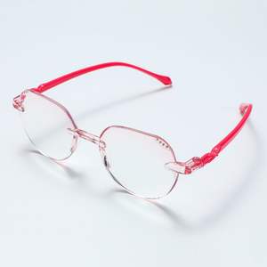 Excellent Unisex Anti-Blue Light Rimless <b>Reading</b> <b>Glasses</b> with Multi-color Lens New Design PC Material Wholesale - Product Image 2