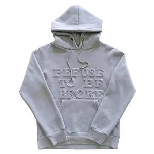 Sweat à capuche pour homme en molleton à coupe classique avec logo brodé en relief, 100% coton, impression numérique pour l'hiver, streetwear - Product Image 1
