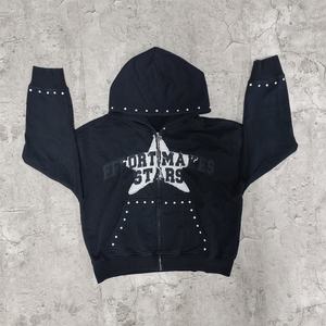 เสื้อมีฮู้ดผ้าฝ้ายผู้ชายโอเวอร์ไซส์ผ้าซักได้แผ่นปะติดไหล่ปล่อยกรดมีซิปขนาดใหญ่พิเศษสำหรับ500gsm ผ้าเทอร์รี่ฝรั่งเศส - Product Image 2