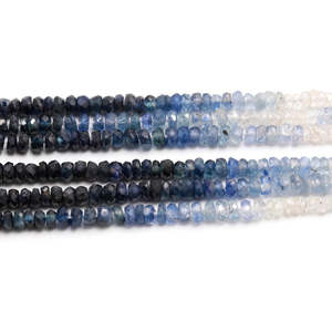 Cuentas de Piedra de Zafiro Azul Facetadas en Forma de Rondelle, Naturales, con Efecto Degradado Brillante, 4mm, Corte Liso, para Joyería, Color Claro - Product Image 2